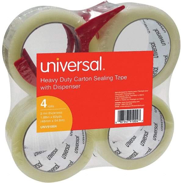 Universal One - 48mm Wide x 3mm Thick x 54.8m Long, 91004 Box Sealing & Label Protection Tape - Clear - Apex Tool & Supply