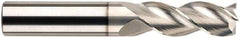 SGS - 1/2", 2-1/2" LOC, 1/2" Shank Diam, 5" OAL, 3 Flute, Solid Carbide Square End Mill - Single End, Uncoated, Spiral Flute, 38° Helix, Centercutting, Right Hand Cut, Right Hand Flute, Series 43 - Apex Tool & Supply