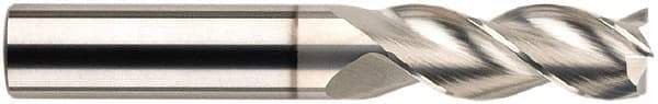 SGS - 3/8", 1-1/4" LOC, 3/8" Shank Diam, 3-1/2" OAL, 3 Flute, Solid Carbide Square End Mill - Single End, Uncoated, Spiral Flute, 38° Helix, Centercutting, Right Hand Cut, Right Hand Flute, Series 43 - Apex Tool & Supply