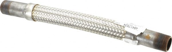 Made in USA - 12" OAL, 3/4" ID, 600 Max psi, Flexible Metal Hose Assembly - Apex Tool & Supply