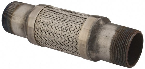 Made in USA - 12" OAL, 2-1/2" ID, Flexible Metal Hose Assembly - Apex Tool & Supply