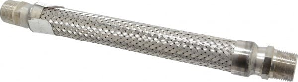 Made in USA - 12" OAL, 3/4" ID, 600 Max psi, Flexible Metal Hose Assembly - Apex Tool & Supply