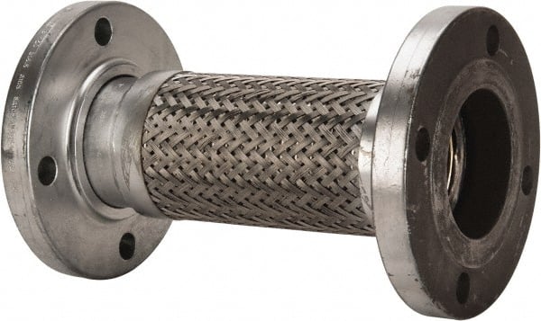 Made in USA - 12" OAL, 3" ID, 250 Max psi, Flexible Metal Hose Assembly - Apex Tool & Supply