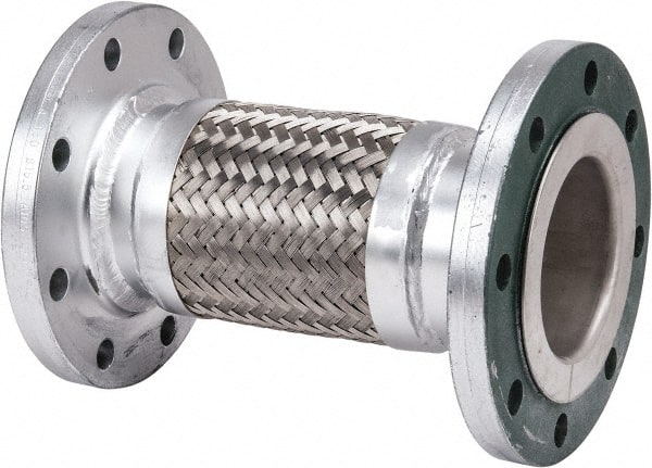 Made in USA - 12" OAL, 4" ID, 210 Max psi, Flexible Metal Hose Assembly - Apex Tool & Supply