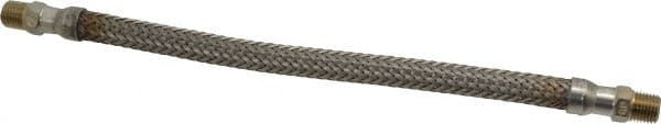 Made in USA - 12" OAL, 1/4" ID, 2,240 Max psi, Flexible Metal Hose Assembly - Apex Tool & Supply