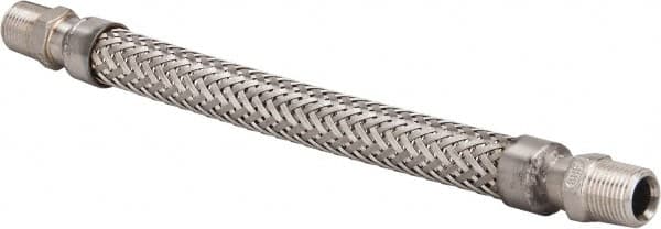 Made in USA - 12" OAL, 1/2" ID, 1,040 Max psi, Flexible Metal Hose Assembly - Apex Tool & Supply