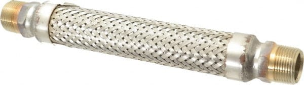 Made in USA - 12" OAL, 1" ID, 580 Max psi, Flexible Metal Hose Assembly - Apex Tool & Supply