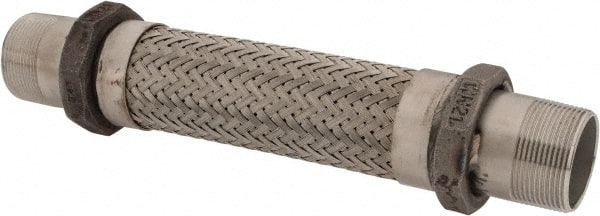 Made in USA - 12" OAL, 1-1/2" ID, 410 Max psi, Flexible Metal Hose Assembly - Apex Tool & Supply