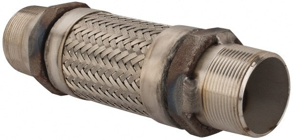 Made in USA - 12" OAL, 2-1/2" ID, Flexible Metal Hose Assembly - Apex Tool & Supply