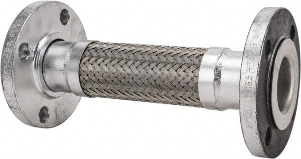 Made in USA - 12" OAL, 2" ID, 450 Max psi, Flexible Metal Hose Assembly - Apex Tool & Supply