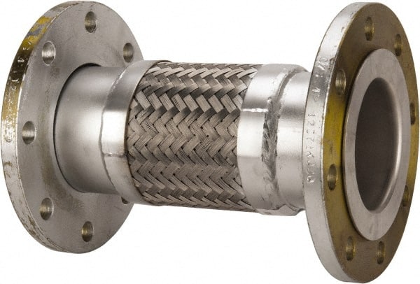 Made in USA - 12" OAL, 4" ID, 210 Max psi, Flexible Metal Hose Assembly - Apex Tool & Supply