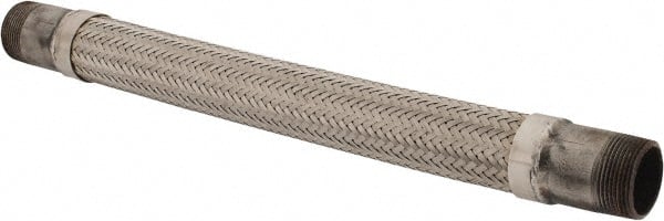 Made in USA - 18" OAL, 1-1/4" ID, 450 Max psi, Flexible Metal Hose Assembly - Apex Tool & Supply