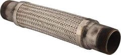 Made in USA - 18" OAL, 2-1/2" ID, Flexible Metal Hose Assembly - 2-1/2" Fitting, Carbon Steel Fitting, 321 Stainless Steel Hose - Apex Tool & Supply
