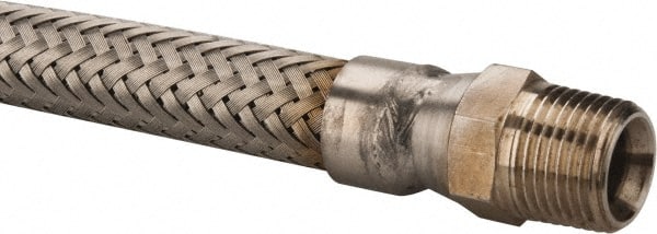Made in USA - 18" OAL, 1/2" ID, 1,040 Max psi, Flexible Metal Hose Assembly - Apex Tool & Supply