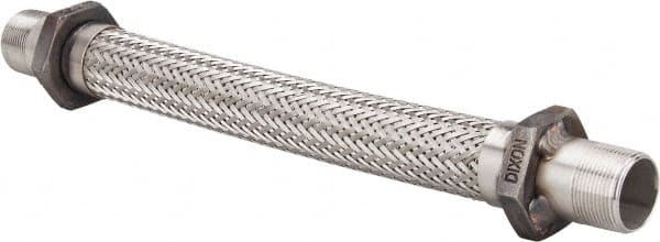 Made in USA - 18" OAL, 1-1/4" ID, 450 Max psi, Flexible Metal Hose Assembly - Apex Tool & Supply