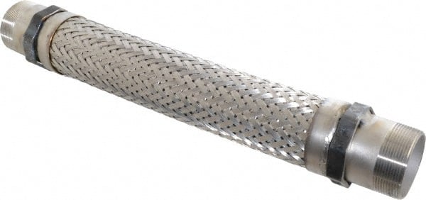 Made in USA - 18" OAL, 2" ID, 450 Max psi, Flexible Metal Hose Assembly - Apex Tool & Supply