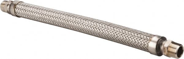 Made in USA - 18" OAL, 3/4" ID, 600 Max psi, Flexible Metal Hose Assembly - Apex Tool & Supply
