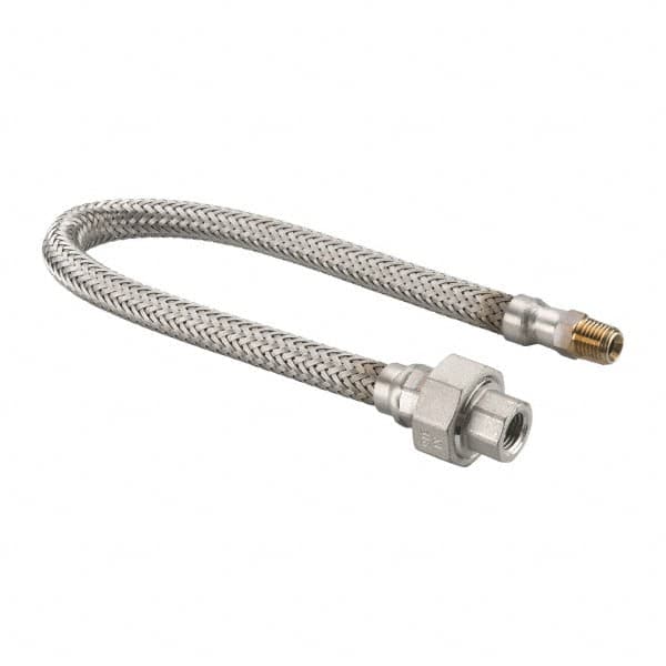 Made in USA - 18" OAL, 1/4" ID, 2,240 Max psi, Flexible Metal Hose Assembly - Apex Tool & Supply