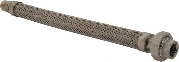 Made in USA - 18" OAL, 3/4" ID, 600 Max psi, Flexible Metal Hose Assembly - Apex Tool & Supply