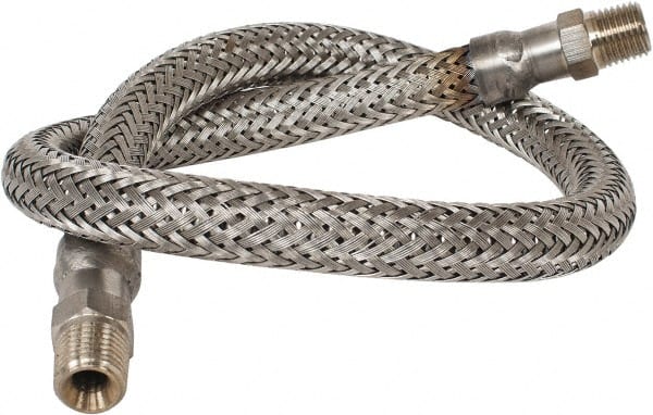 Made in USA - 24" OAL, 1/4" ID, 2,240 Max psi, Flexible Metal Hose Assembly - Apex Tool & Supply