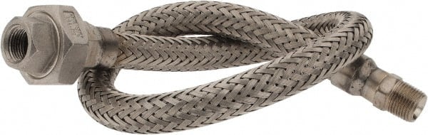 Made in USA - 24" OAL, 3/8" ID, 1,450 Max psi, Flexible Metal Hose Assembly - Apex Tool & Supply