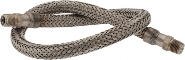 Made in USA - 24" OAL, 1/4" ID, 2,240 Max psi, Flexible Metal Hose Assembly - Apex Tool & Supply