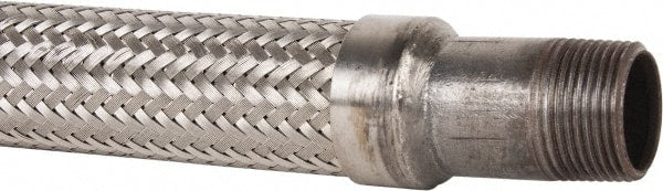 Made in USA - 30" OAL, 1" ID, 580 Max psi, Flexible Metal Hose Assembly - Apex Tool & Supply