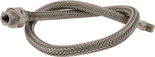 Made in USA - 30" OAL, 1/4" ID, 2,240 Max psi, Flexible Metal Hose Assembly - Apex Tool & Supply
