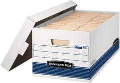 BANKERS BOX - 1 Compartment, 12 Inch Wide x 24 Inch Deep x 10 Inch High, File Storage Box - 1 Ply Side, 2 Ply Bottom, 2 Ply End, White and Blue - Apex Tool & Supply