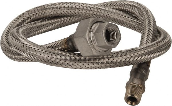 Made in USA - 36" OAL, 1/4" ID, 2,240 Max psi, Flexible Metal Hose Assembly - Apex Tool & Supply