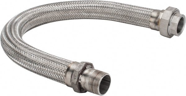 Made in USA - 36" OAL, 1-1/2" ID, 410 Max psi, Flexible Metal Hose Assembly - Apex Tool & Supply