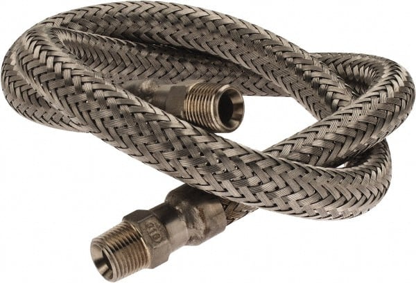 Made in USA - 36" OAL, 3/8" ID, 1,450 Max psi, Flexible Metal Hose Assembly - Apex Tool & Supply
