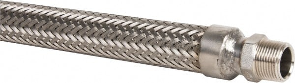 Made in USA - 36" OAL, 3/4" ID, 600 Max psi, Flexible Metal Hose Assembly - Apex Tool & Supply
