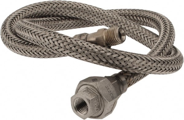 Made in USA - 36" OAL, 1/4" ID, 2,240 Max psi, Flexible Metal Hose Assembly - Apex Tool & Supply