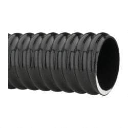 Made in USA - 2" ID, 28 Hg Vac Rating, 70 psi, PVC Vacuum & Duct Hose - 100' Long, Black, 5" Bend Radius, -10°F Min - Apex Tool & Supply