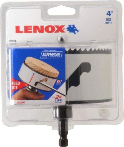 Lenox - 4" Diam, 1-1/2" Cutting Depth, Hole Saw - Bi-Metal Saw, Toothed Edge - Apex Tool & Supply