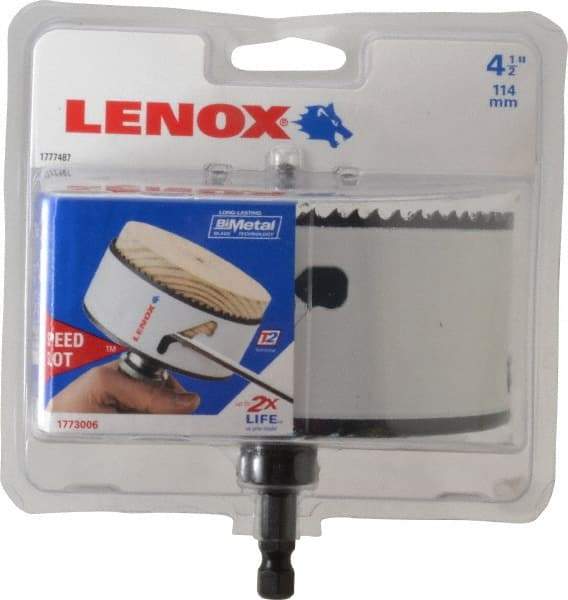 Lenox - 4-1/2" Diam, 1-1/2" Cutting Depth, Hole Saw - Bi-Metal Saw, Toothed Edge - Apex Tool & Supply