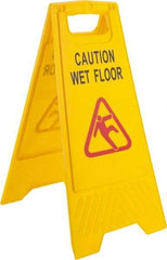 PRO-SOURCE - Caution - Wet Floor, 12" Wide x 24" High, Plastic Floor Sign - A-Frame, Red & Black on Yellow, For Accident Prevention - Apex Tool & Supply