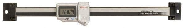 Mitutoyo - 0 to 100mm, 0.01mm Resolution Horizontal Electronic Linear Scale - 0.001 Inch Accuracy, Data Output, SR44 Battery - Apex Tool & Supply