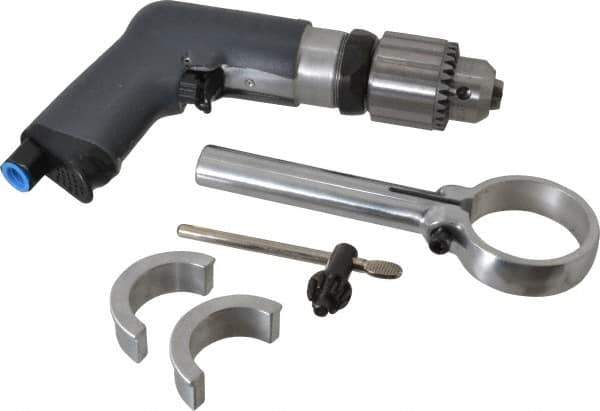 Ingersoll-Rand - 1/2" Reversible Keyed Chuck - Pistol Grip Handle, 900 RPM, 17 CFM, 0.4 hp, 90 psi - Apex Tool & Supply