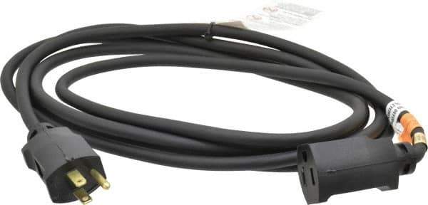 Southwire - 10', 16/3 Gauge/Conductors, Black Outdoor Extension Cord - 1 Receptacle, 13 Amps, UL SJEOW, NEMA 5-15P, 5-15R - Apex Tool & Supply