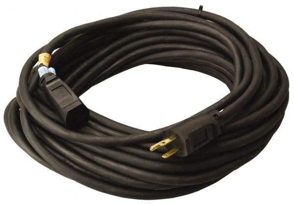 Southwire - 100', 12/3 Gauge/Conductors, Black Outdoor Extension Cord - 1 Receptacle, 15 Amps, UL SJEOW, NEMA 5-15P, 5-15R - Apex Tool & Supply