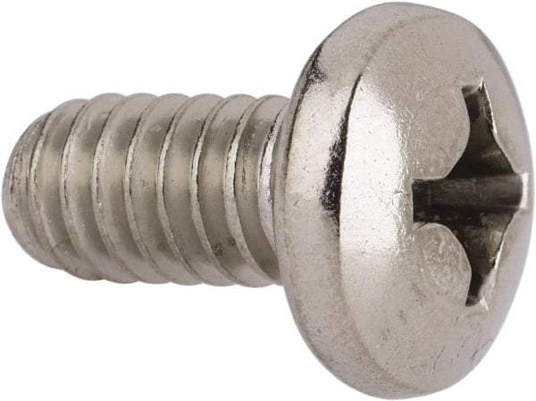 Value Collection - 1/4-20 UNC, 1/2" Length Under Head Phillips Drive Machine Screw - Pan Head, Grade 316 Stainless Steel, Uncoated, Without Washer - Apex Tool & Supply