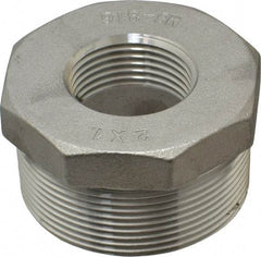 Merit Brass - 2 x 1" Grade 316 Stainless Steel Pipe Hex Bushing - MNPT x FNPT End Connections, 150 psi - Apex Tool & Supply