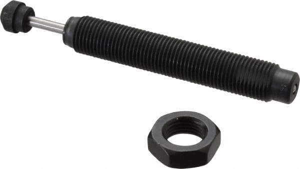 Parker - 9/16-18 Thread, 0.16 Rod Diam, 0.63 Stroke Length, Male Button Shock - 0.46 Shock Outside Diam, 4-1/2 OAL - Apex Tool & Supply