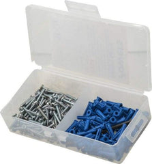 Powers Fasteners - #8 x 1 Screw, 7/8" Long, 3/4" Thick, Plug Drywall & Hollow Wall Anchor - 3/16" Drill, Plastic, Use in Concrete, & Masonry & Wallboard - Apex Tool & Supply