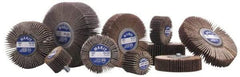 Merit Abrasives - 3" Diam x 1" Face Width, Very Fine Aluminum Oxide Coated Mounted Flap Wheel - 1/4-20 Threaded Mount, 240 Grit, Cloth Backing, 20,000 Max RPM - Apex Tool & Supply