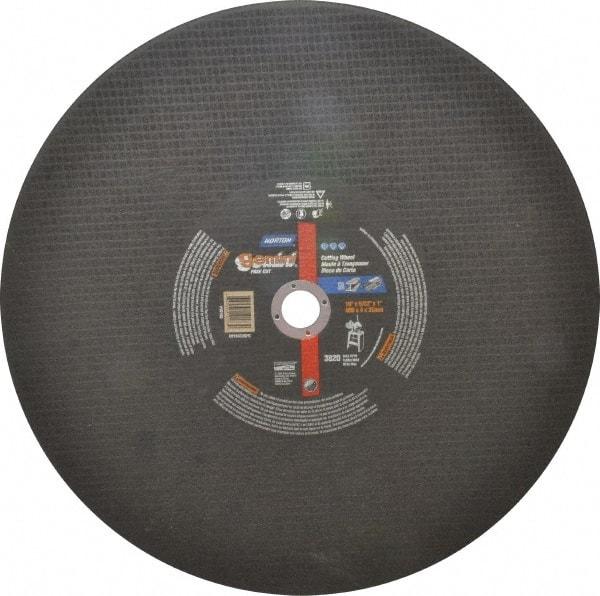 Norton - 16" Aluminum Oxide Cutoff Wheel - 5/32" Thick, 1" Arbor, 3,820 Max RPM, Use with Stationary Tools - Apex Tool & Supply