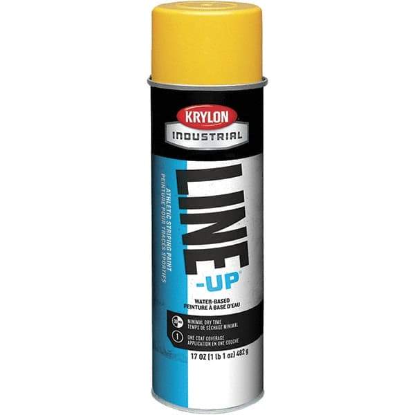 Krylon - 17 fl oz Yellow Striping Paint - 234 to 332 Sq Ft/Gal Coverage, Water-Based Formula - Apex Tool & Supply