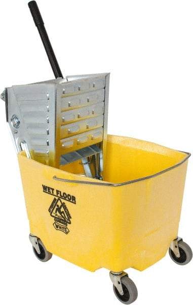 Value Collection - 35 Qt Plastic Metal Bucket & Wringer - 3" Long, Yellow - Apex Tool & Supply